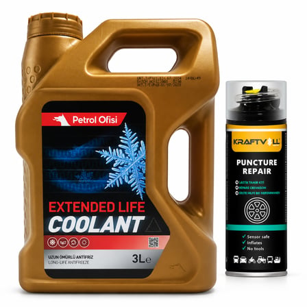 PETROL OFİSİ ANTİFRİZ EXTENDET LİFE COOLANT ORGANİK 3 Litre + Lastik Tamir Kiti 400 ml