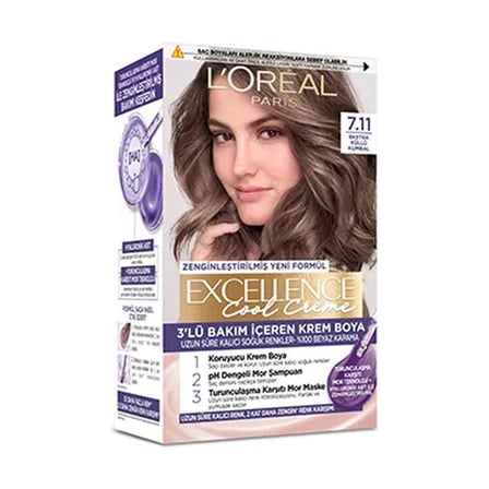 4 Adet L’Oréal Paris Excellence Cool Creme 7.11 Ekstra Küllü Kumral