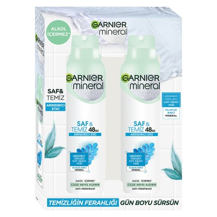 2 Adet Garnier Mineral Saf & Temiz Arındırıcı Etkili Deodorant 2 x 150 Ml