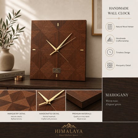 Himalaya Collection – Doğal Ahşap Kaplama Duvar Saati