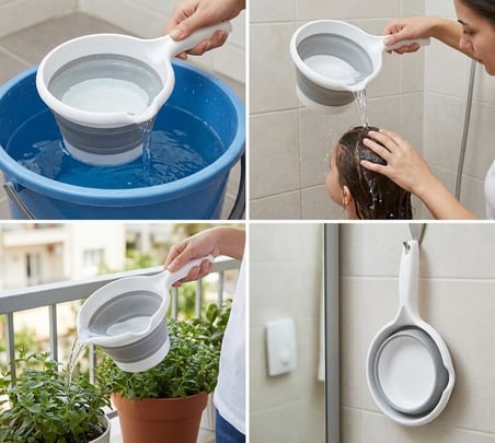 1,2 Litre Katlanabilir Maşrapa – Akordiyon Tasarımlı, Tutma Saplı, Silikon Gövdeli Kamp ve Piknik Maşrapası, Katlanabilir Su Kabı, Taşınabilir ve Yer Kaplamayan Tasarım (Maşrapa)