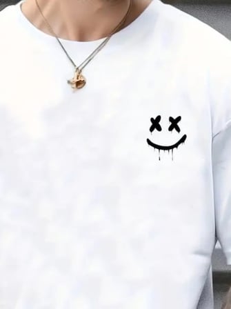 Erkek Kısa Kollu Bisiklet Yaka Baskılı Süprem Tişört - Beyaz / 2XL-3XL