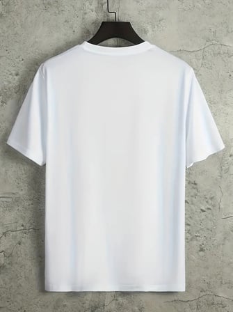 Erkek Kısa Kollu Bisiklet Yaka Baskılı Süprem Tişört - Beyaz / 2XL-3XL