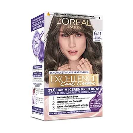 5 Adet L’Oréal Paris Excellence Cool Creme Saç Boyası – 6.11 Ekstra Küllü Koyu Kumral