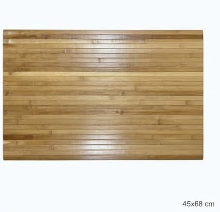 Bambu Banyo Matı, Kaydırmaz TPE Tabanlı, Suya Dayanıklı, Rulo Yapılabilir, 45x68 cm, Banyo ve Mutfak için