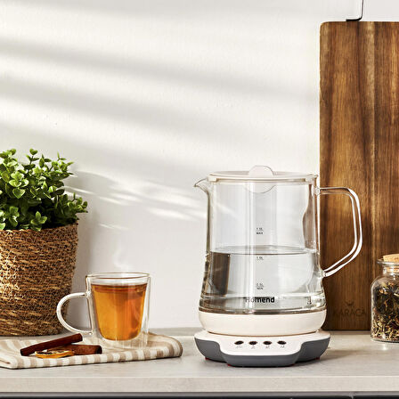 HOMEND Royaltea 1749h Konuşan Cam Çay Makinesi Beyaz