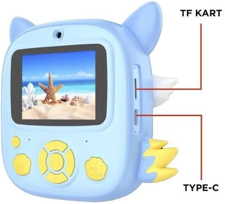 CMR-20 Mavi Dijital Video Kayıt Fotoğraf Çocuk Kamerası Termal Resim Kağıt Baskılı Yazıcı