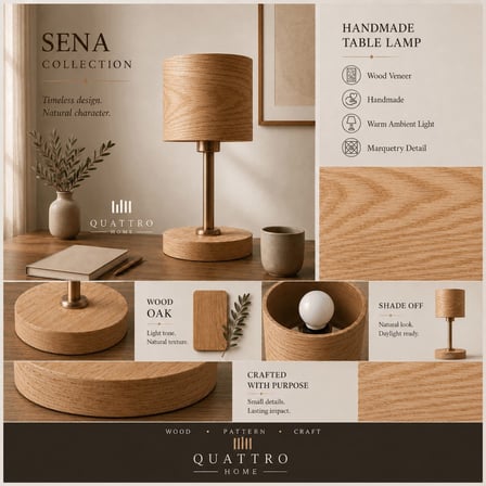 Sena Abajur – Doğal Meşe Ahşap Kaplama