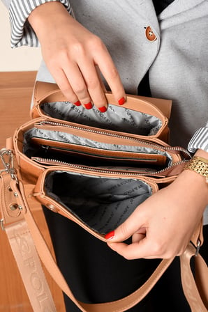 Taba 1002 Yeni Sezon Kolon Askili 4 Bolmeli Kadin Omuz Cantasi 21x16cm 4062