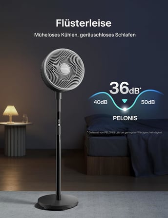 Uzaktan Kumandalı Vantilatör, 36dB Sessiz Çalışma, Hız Ayarı, 60-111cm Ayarlanabilir Yükseklik, Dikey ve Yatay Eksende Salınım, 35 Watt
