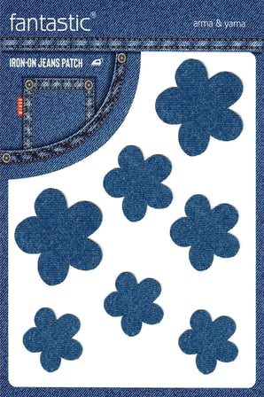 Ütü Ile Yapışan Kot Arma Patch Kot Yaması, Denim Jeans Onarım &amp; Dekoratif amaçlı Çiçek (İndigo)