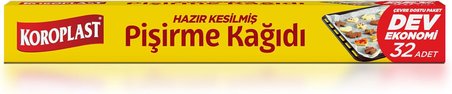 Hazır Kesilmiş Pişirme Kağıdı 32 adet Dev Ekonomi 42x37 cm, Helal Sertifikalı, Fırında Tavuk, Et, Tatlı, Börek Pişirmek için Yüksek Isıya Dayanıklı Hazır Fırın Pişirme Kağıdı Yapışmaz Yanmaz