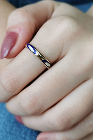 Lacivert Mineli Göz Bombe Yüzük