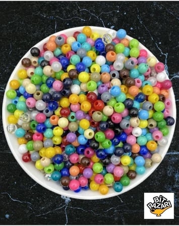 Flea Market 6Mm Karışık Renk Plastik Boncuk (300 Adet) Dekor/Takı/Kuzu Boncuğu - Plastik-6Mm-Tb