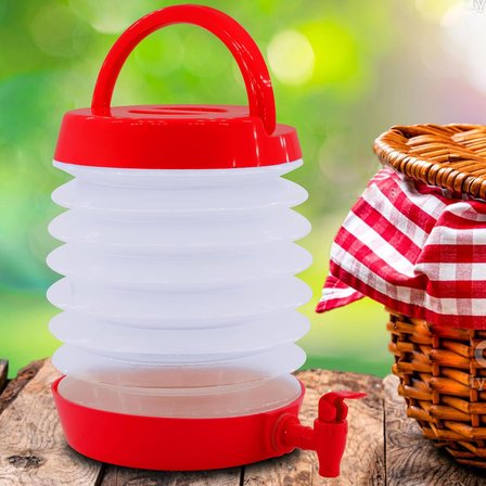 Musluklu Katlanır Su Bidonu – Taşınabilir Katlanabilir Su Sebili, Kamp Piknik Outdoor Su Sürahisi, Akordiyon Tasarım Su Kovası, Damacana İçecek Şişesi (Kırmızı)