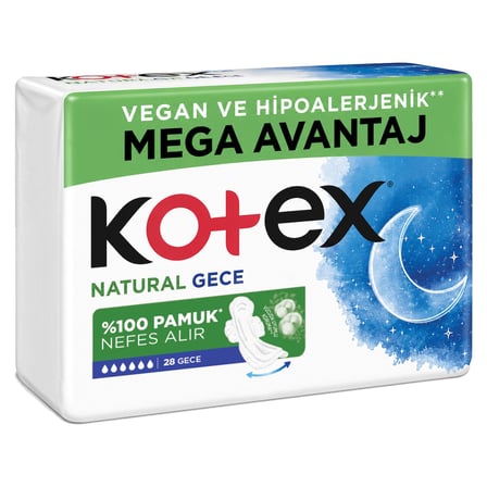 3 Adet Kotex Natural Mega Gece 28'li