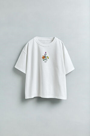 Flower Heaven  Baskılı Kız Çocuk  %100 Pamuk Tişört