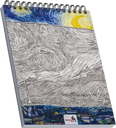The Starry Night, Van Gogh 1889, A5 Eskiz Defter I, Çizgisiz, 100 Sayfa, 100 gram, Beyaz Renk, Spiralli, Sketchbook