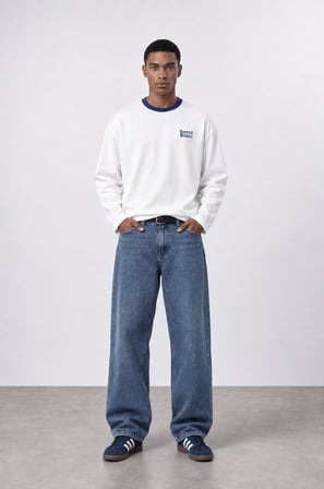 Erkek Reserved Members Baskılı Oversize Sweatshirt Ekru
