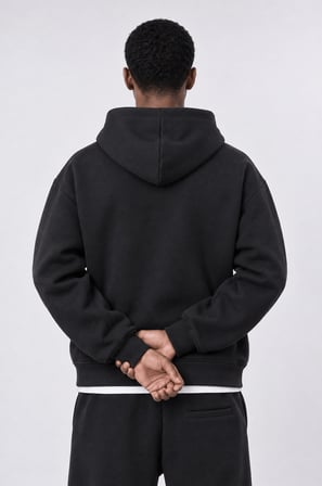 Erkek Basic Panda Oversize Zip Siyah