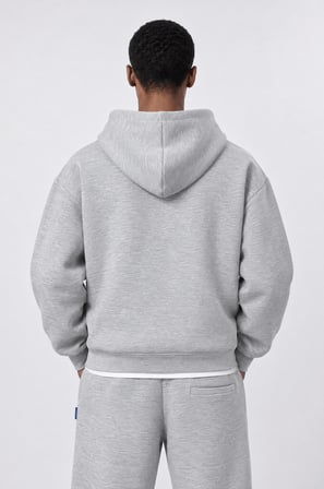 Erkek Basic Panda Oversize Zip Gri Melanj