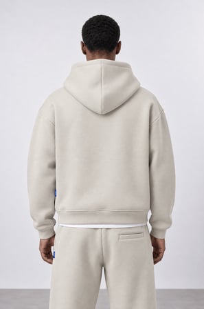 Erkek Basic Panda Oversize Zip Bej