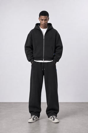 Erkek Basic Panda Baggy Eşofman Altı Siyah