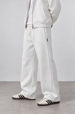 Erkek Basic Panda Baggy Eşofman Altı Ekru