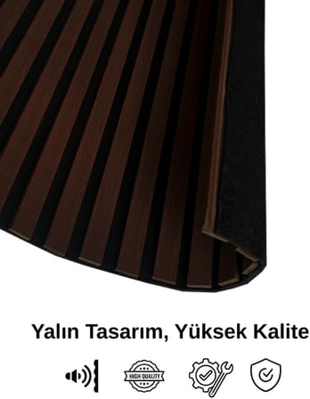 Akustik Duvar Paneli, Teak Rengi, Ses Yalıtımlı, Modern Stil, 60x275 cm, 9mm Kalınlık, Ahşap Görünümlü (Koyu Ceviz)