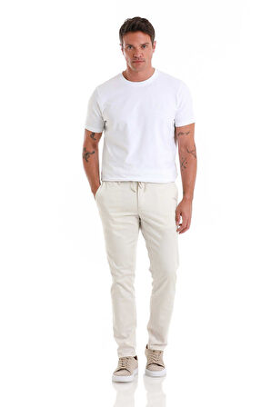 Taş RENGİ Regular Fit Düz Yandan Cep Pamuklu Jogger Kanvas Pantolon