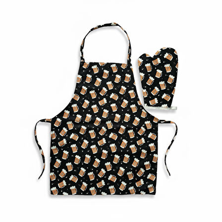 2'li set Pizza Mutfak önlüğü fırın eldiveni , Bira Mutfak önlüğü fırın Eldiveni