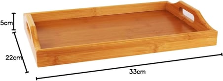 Bambu Dikdörtgen Sunum Tepsi 33X22X5 Cm, Sofra Tepsisi, Çay Tesisi, Bambu Daire Tepsi,