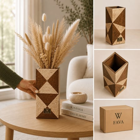 Fava Collection Dekoratif Ahşap Vazo