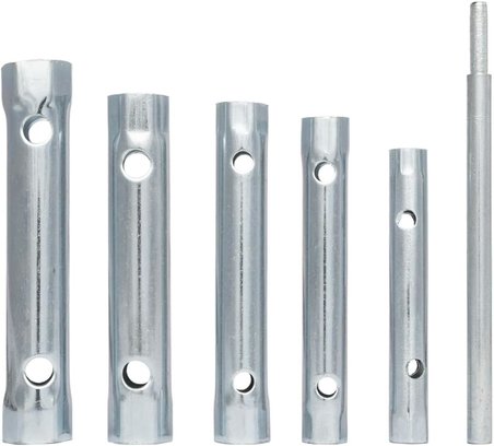 MasterTools 6 Parça Boru Tipi Lokma Anahtar Takımı - 8mm-17mm Metrik Çift Taraflı Somun Sıkma Seti - T-Kollu Musluk, Batarya ve Buji Sökme Aparatı - Krom Kaplama Dayanıklı Çelik