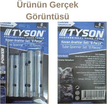 MasterTools 6 Parça Boru Tipi Lokma Anahtar Takımı - 8mm-17mm Metrik Çift Taraflı Somun Sıkma Seti - T-Kollu Musluk, Batarya ve Buji Sökme Aparatı - Krom Kaplama Dayanıklı Çelik