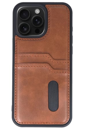 iPhone 14 Pro Max Kılıf Sara Kartvizitli Deri Kılıf - Taba