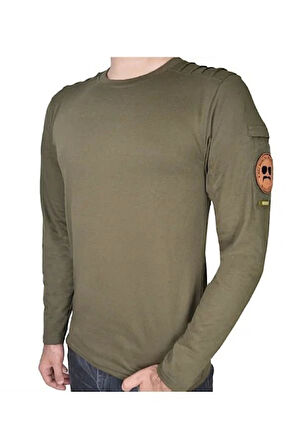 Dalga Desenli 2 Cepli Uzun Kollu Taktik T-Shirt