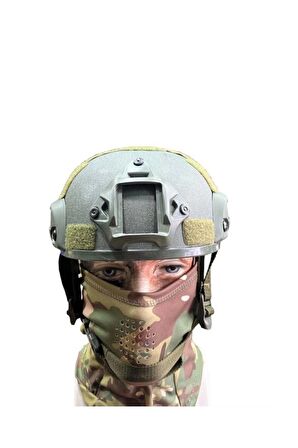 AirSoft Kompozit Raylı Kulaksız Koruyucu Kask Miğfer Haki