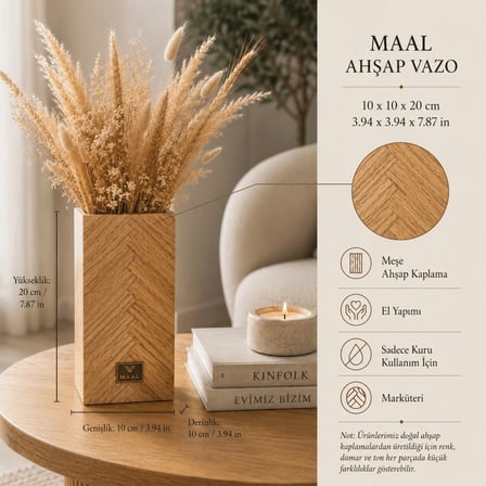 Maal Meşe Collection Dekoratif Ahşap Vazo