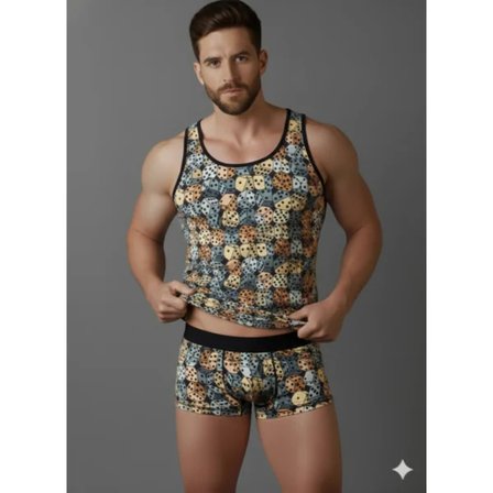 Modi Green Erkek Desenli Tank Top Boxer Takımı