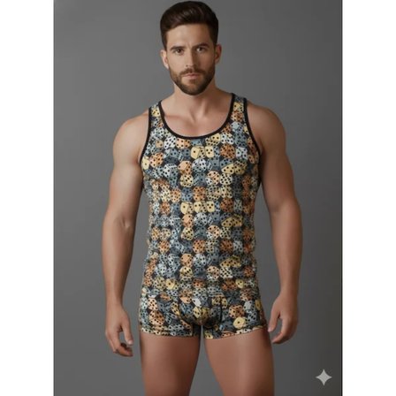 Modi Green Erkek Desenli Tank Top Boxer Takımı