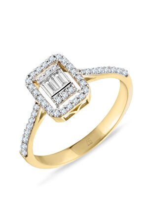 Altın Baget Taşlı Günlük Yüzük