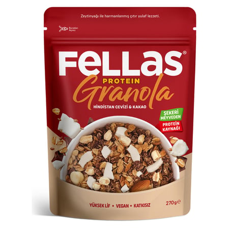 2 Adet Fellas Vegan Protein Granola Hindistan Cevizi & Kakao 270G