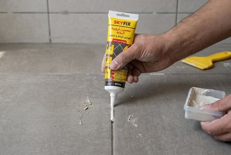 SKYFIX Hazır Derz Dolgu Macunu, 380 ml, Beyaz, Su Geçirmez, Esnek, Fayans ve Seramik Arası Çatlak Tamiri, Spatula Dahil
