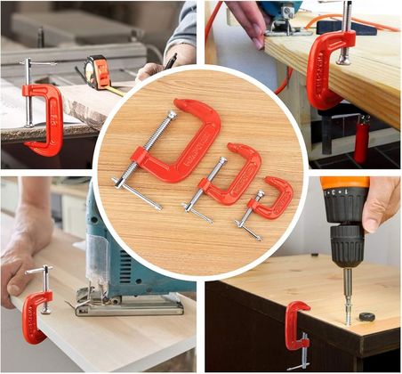 ® 3’lü Mini C Tipi İşkence Mengenesi Seti – 25 mm, 50 mm, 75 mm | Karbon Çelik Gövde, Döküm Metal Sıkıştırma Aparatı | Ahşap, Metal, Hobi ve Atölye Kullanımı İçin