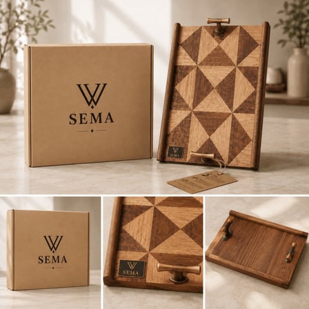 Sema Collection Dekoratif Ahşap Servis Tepsisi