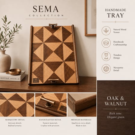 Sema Collection Dekoratif Ahşap Servis Tepsisi