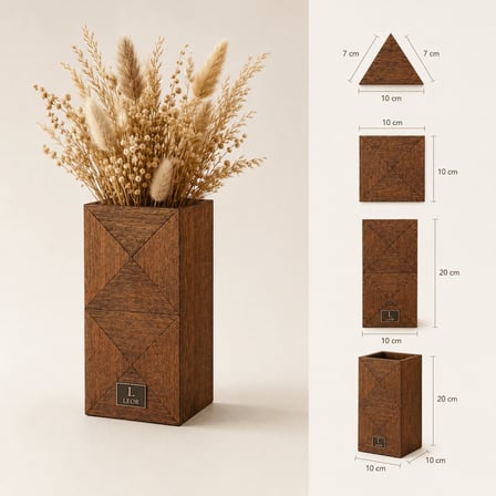 Leor Collection Dekoratif Ahşap Vazo