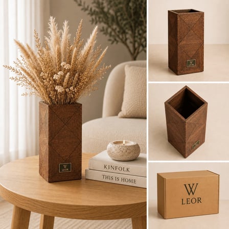 Leor Collection Dekoratif Ahşap Vazo