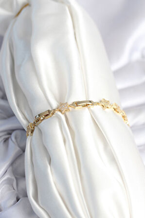 Pirinç Gold Renk Yıldız Model Kadın Bileklik - TJ-BB7980